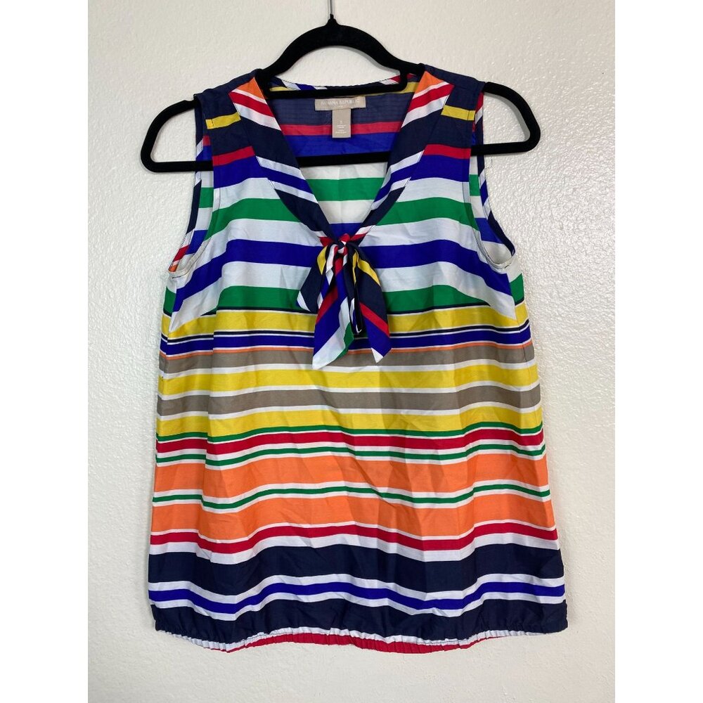 Banana Republic Womens Sleeveless Striped Top size Small Rainbow Nautical Sailor